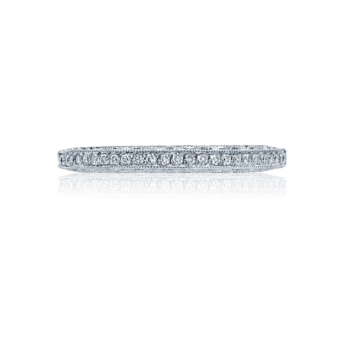 Platinum Classic Crescent Pavé Diamond Wedding Band