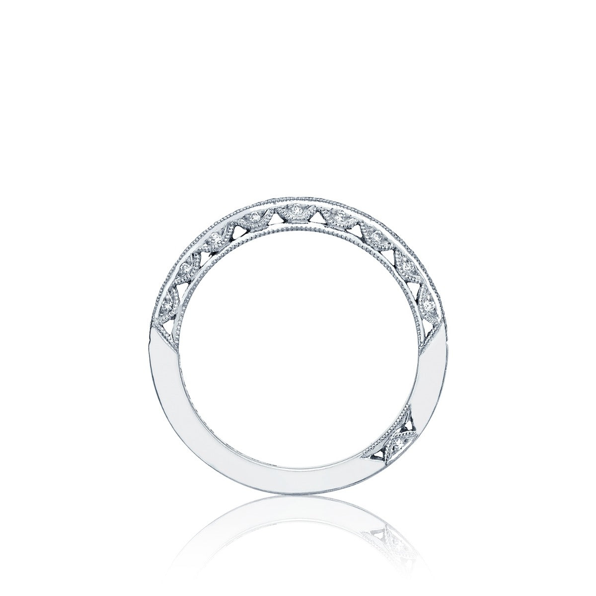 Platinum Classic Crescent Pavé Diamond Wedding Band