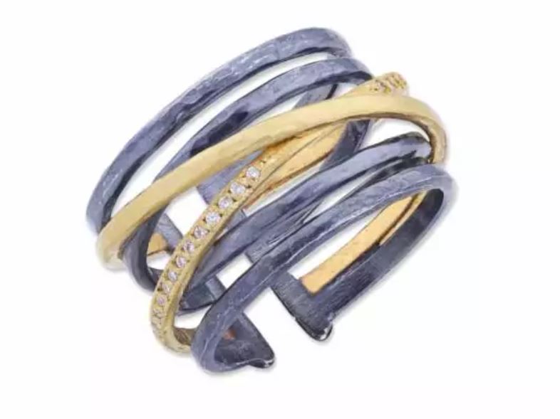 SS/22KY Stockholm Crosswire Open Back Ring With Diamonds