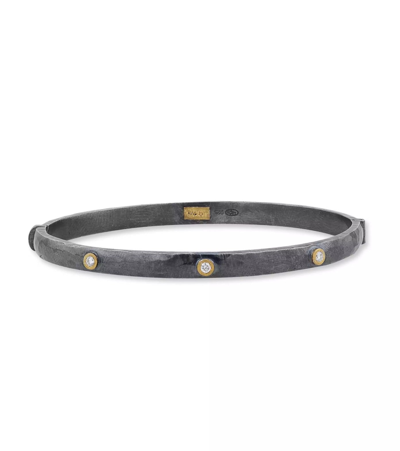 SS/24K Lika Behar Oxidized Bangle Bracelet with Diamond Accents