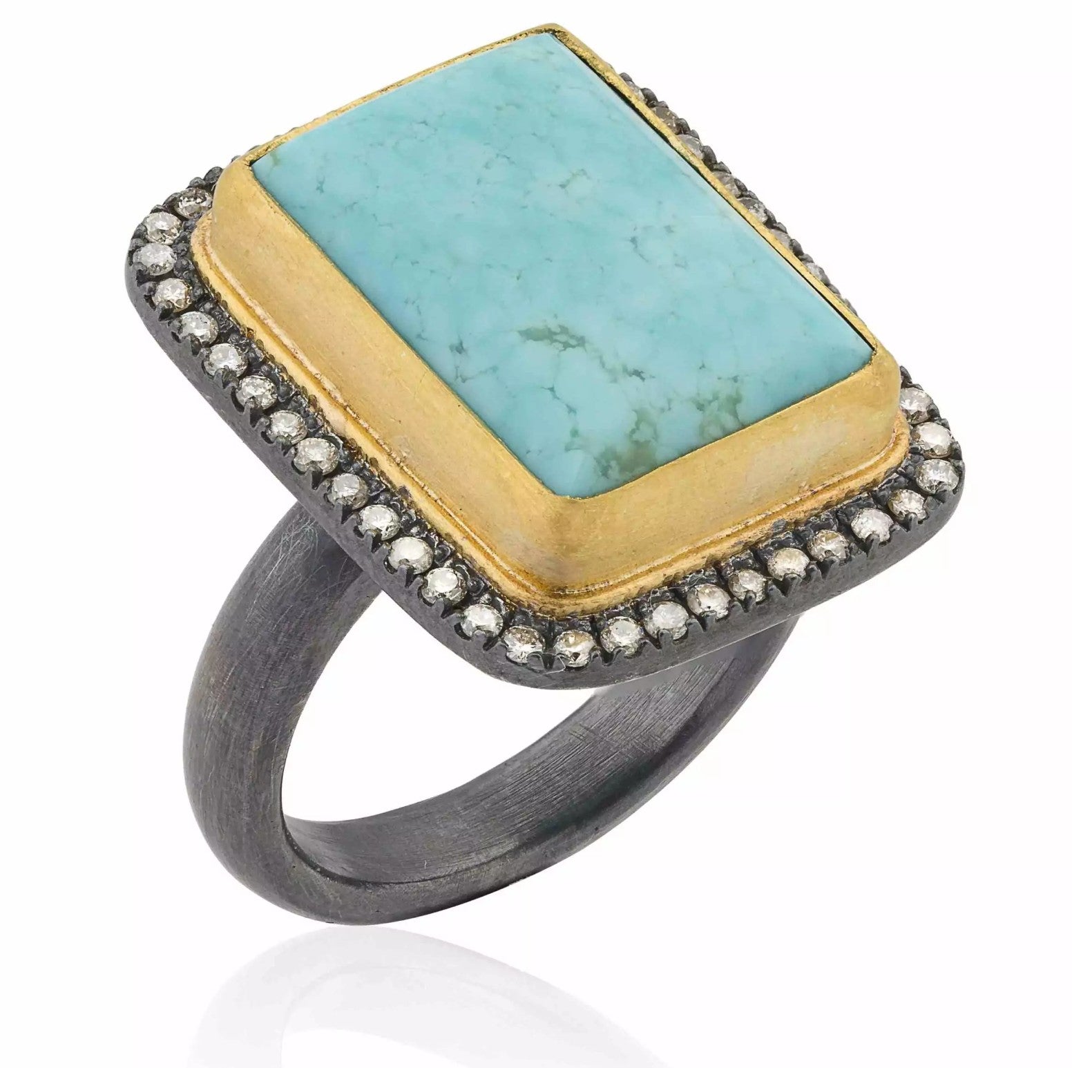 MY WORLD RING KINGMAN TURQUOISE 24K YELLOW AND STERLING SILVER