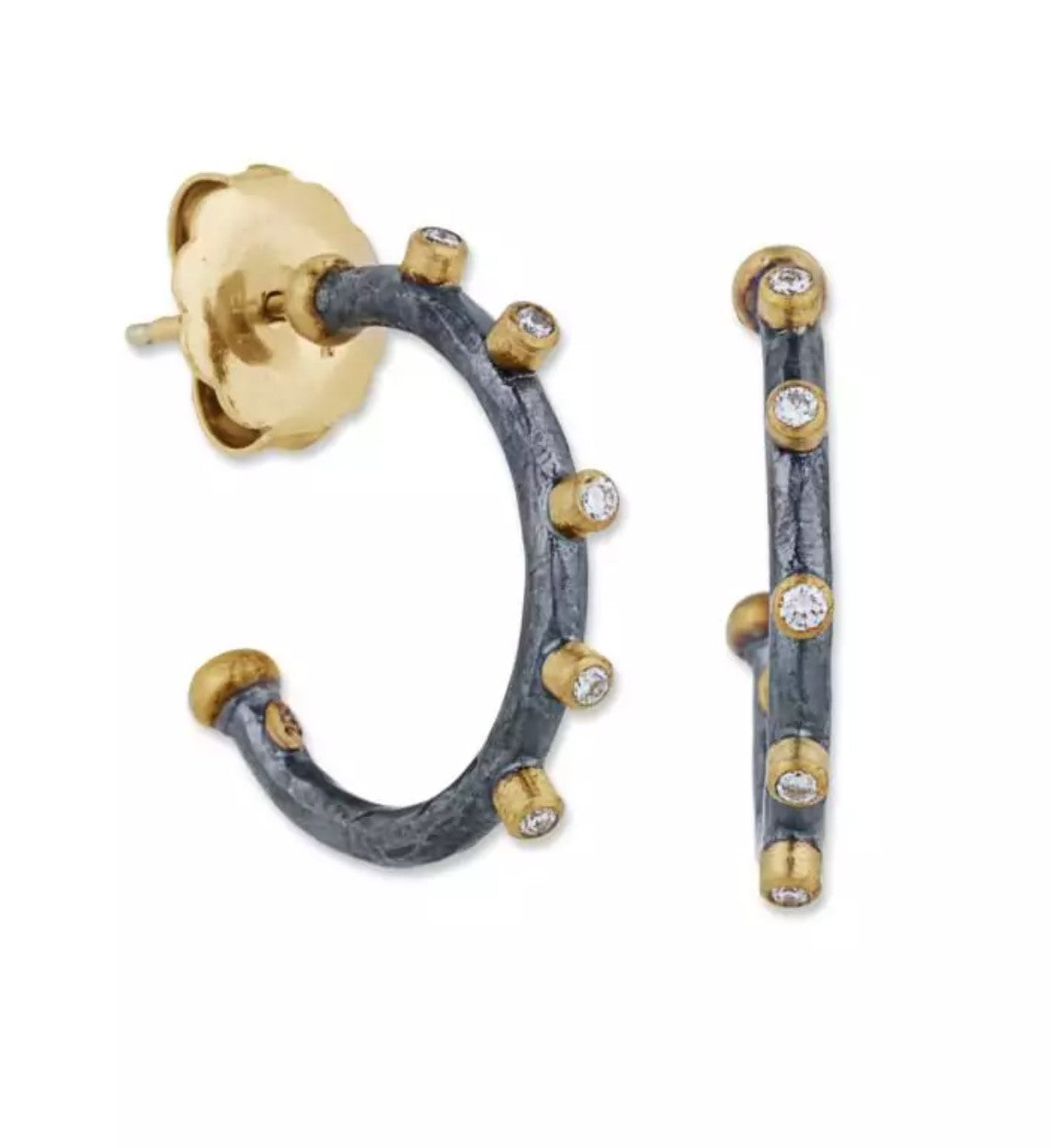 STERING SILVER AND 24K YELLOW HOOP EARRINGS