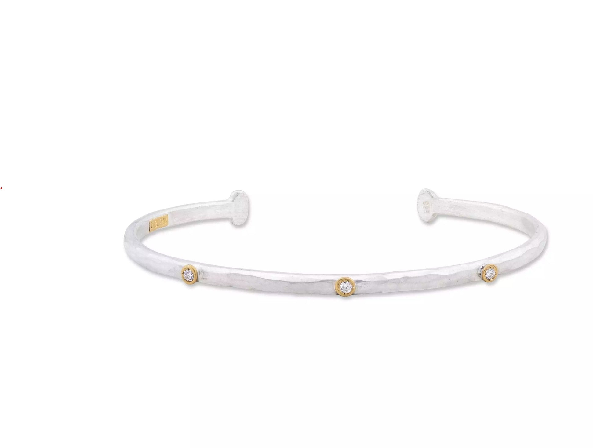 STERLING SILVER CUFF BRACLELET WITH DIAMOND ACCENTS