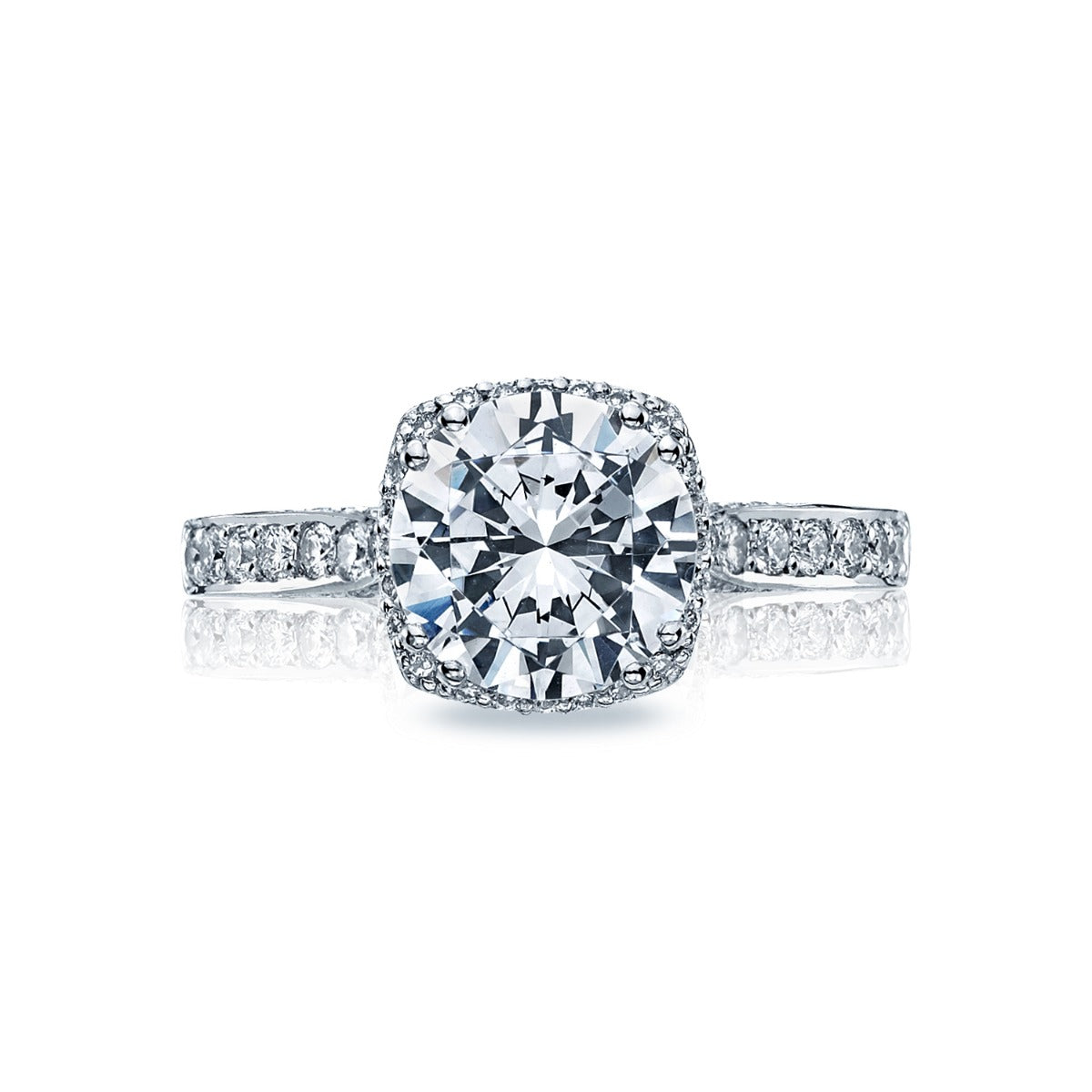 18KW Dantela Round With Cushion Bloom Engagement Ring
