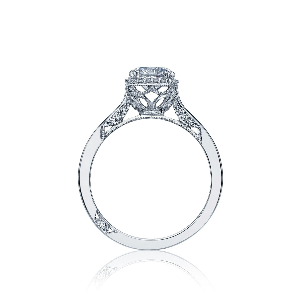 18KW Dantela Round Bloom Engagement Ring