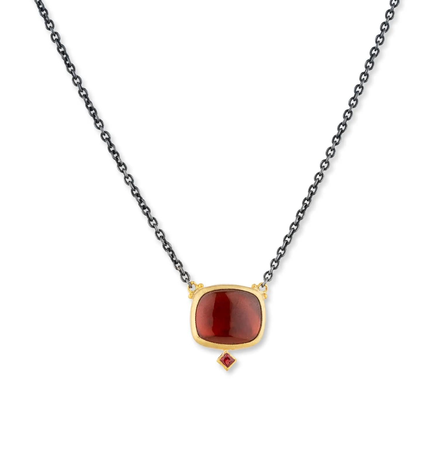 SS/24KY Lika Behar Mara Garnet and Sapphire Pendant Necklace