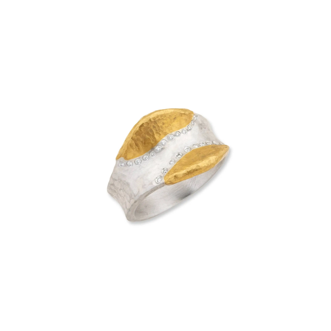 SS/24KY Lika Behar Wavy Fusion Diamond Accent Ring