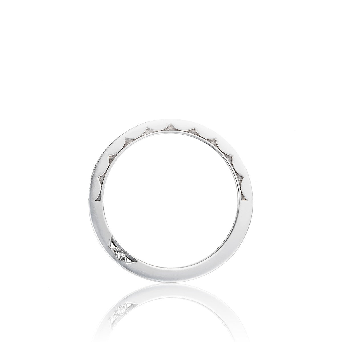 18KW Sculpted Crescent Diamond Pave Band