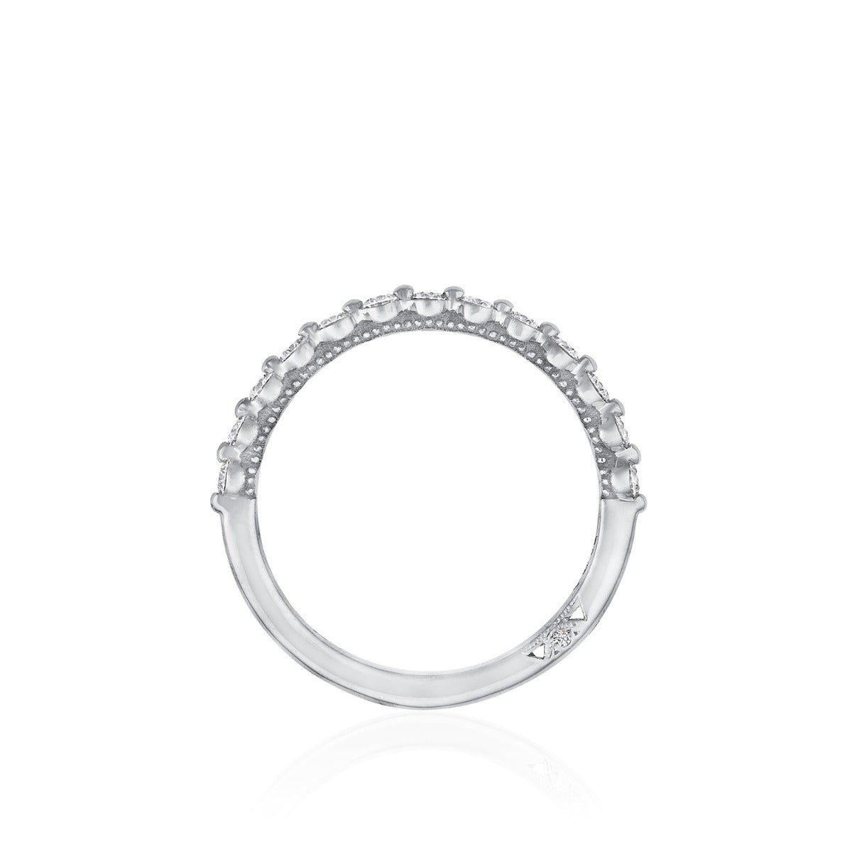 18KW Sculpted Crescent Two-Prong Diamond Band