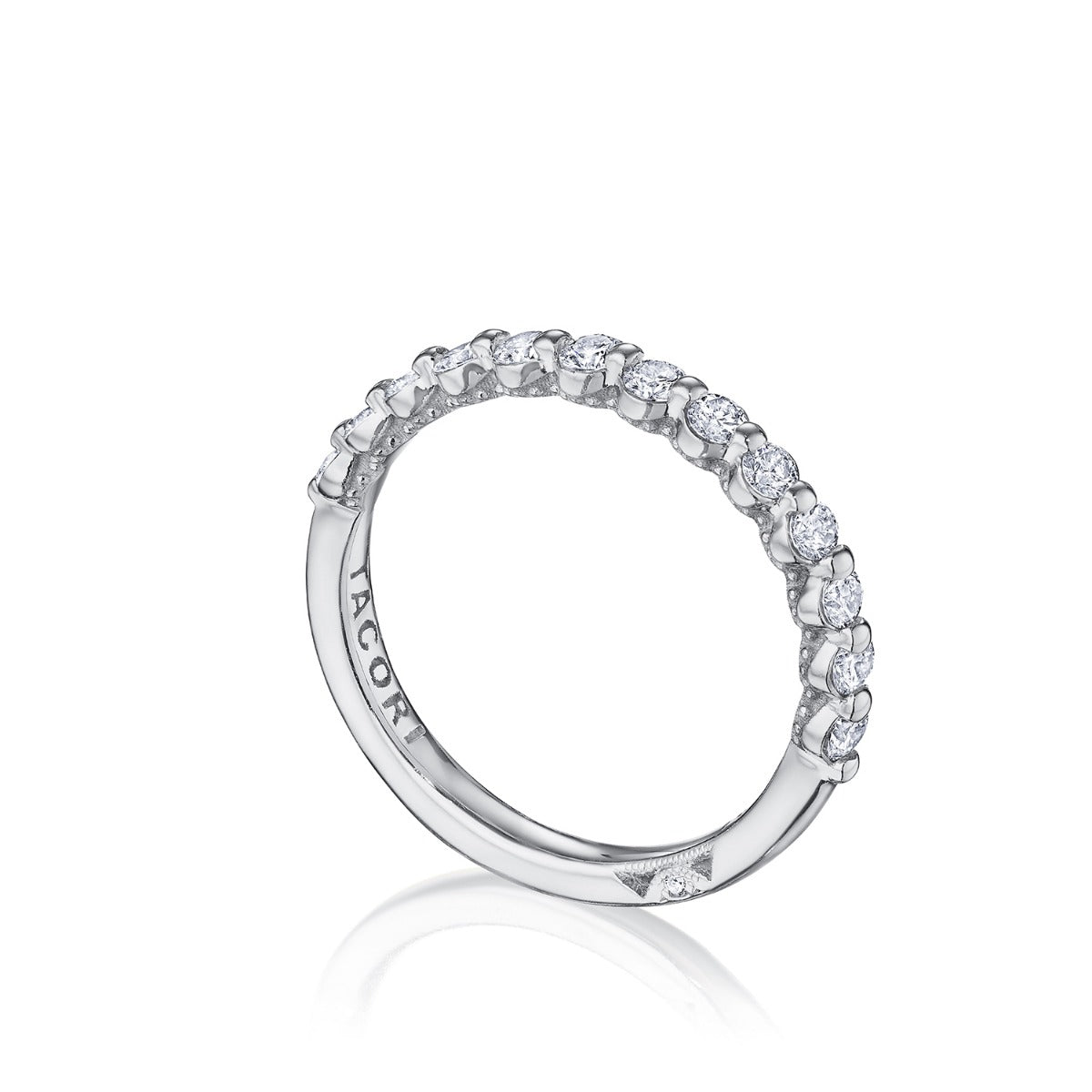 18KW Sculpted Crescent Two-Prong Diamond Band