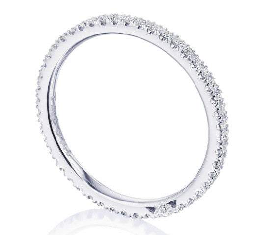 18K WHITE GOLD FRENCH PAVE BAND