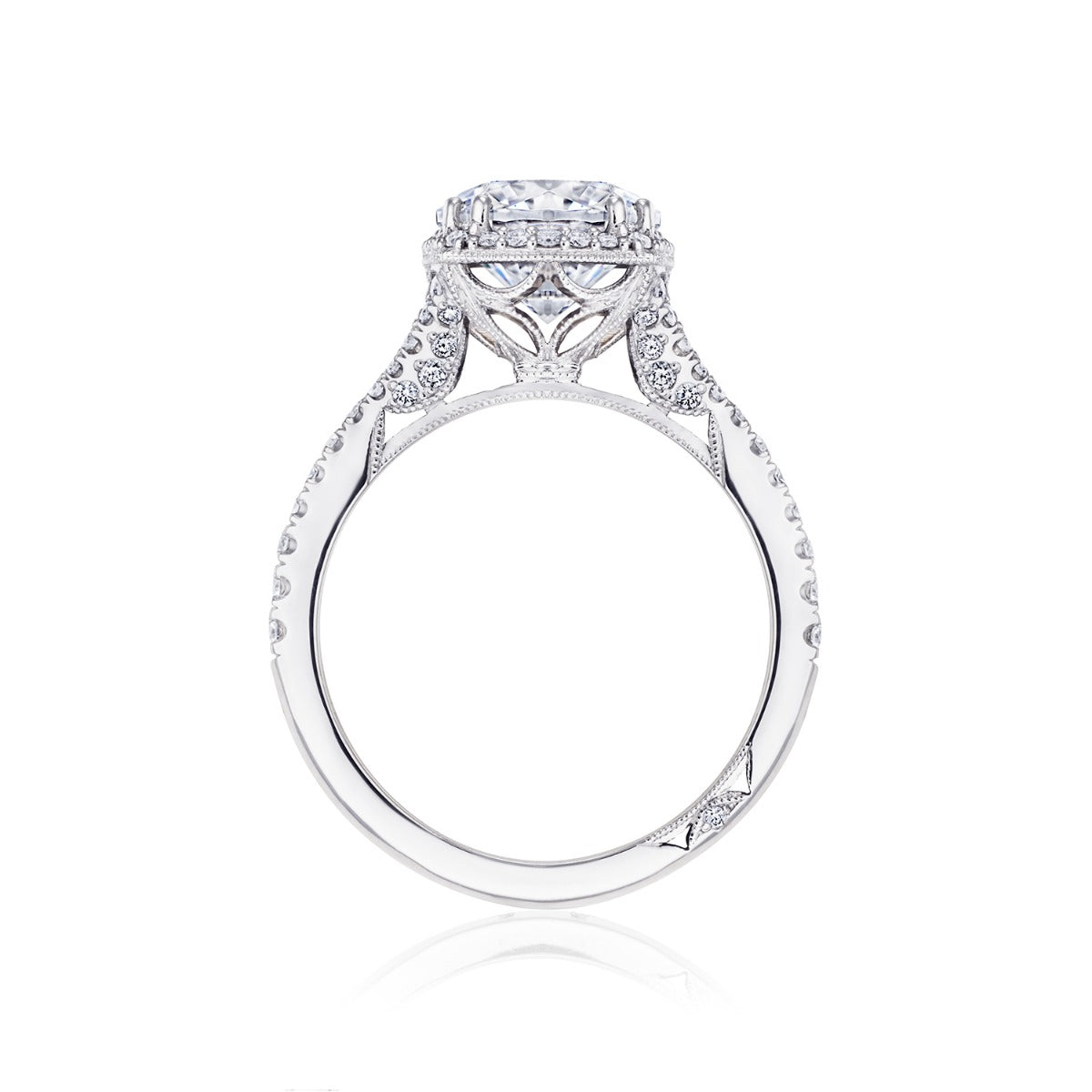 Platinum Dantela Round Bloom Engagement Ring