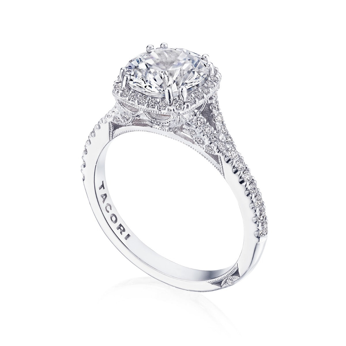 Platinum Dantela Round Bloom Engagement Ring