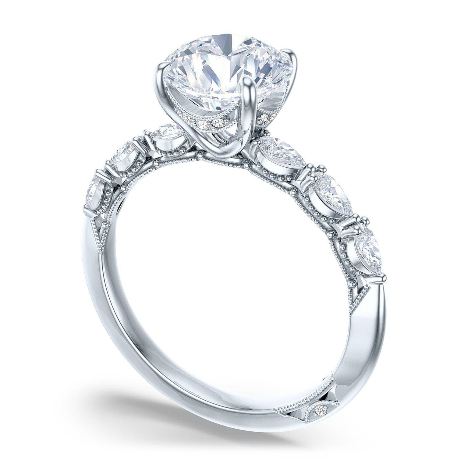 18KW Tacori Sculpted Crescent Round Engagement Ring