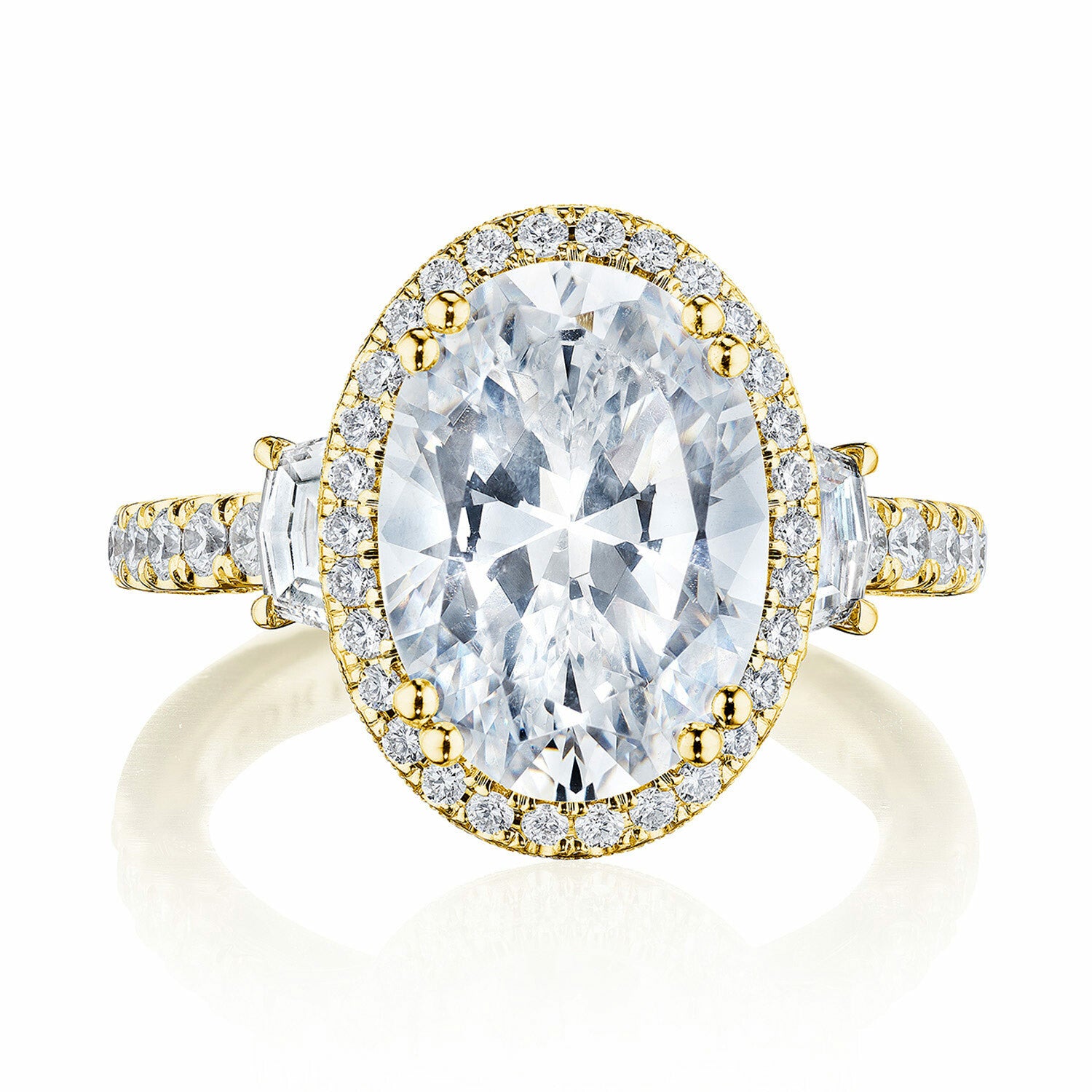 18KY Tacori Dantela Oval Three Stone Engagement Ring