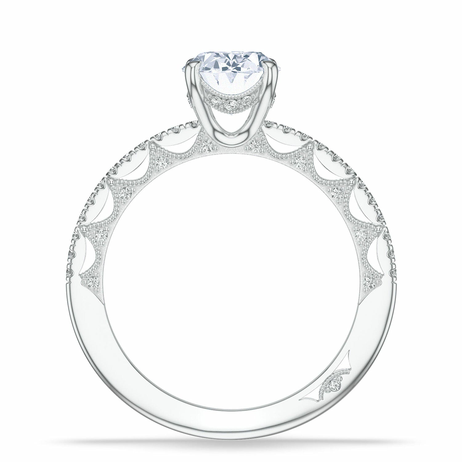 18KW Tacori Lunetta Crescent Oval Solitaire Engagement Ring