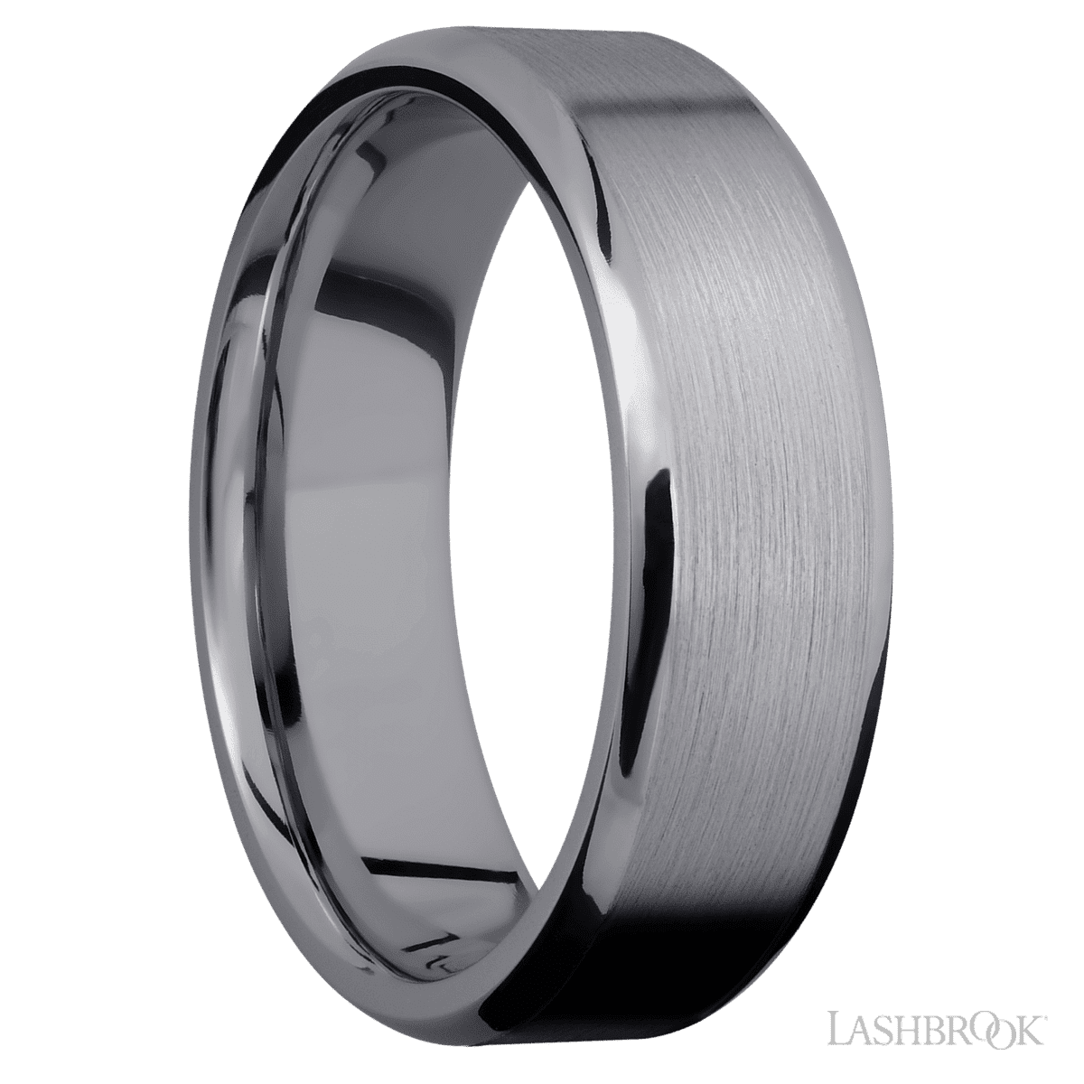 Lashbrook Tantalum 7mm Flat Beveled Satin Center Wedding Band