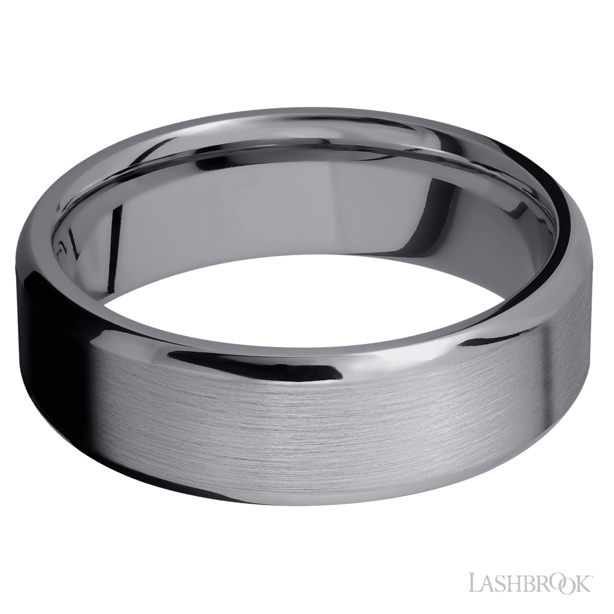 Lashbrook Tantalum 7mm Flat Beveled Satin Center Wedding Band