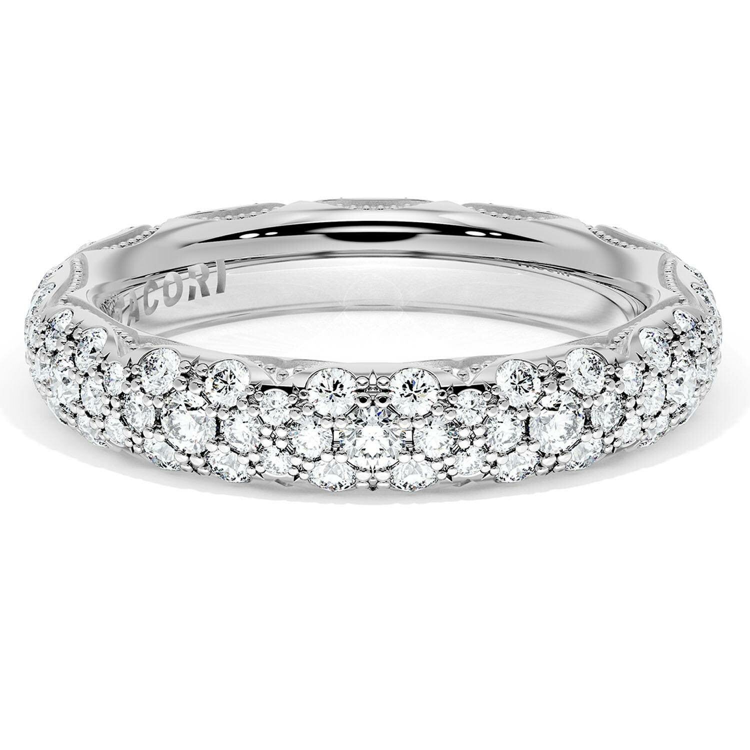 18K WHITE GOLD FRENCH PAVE DIAMOND ETERNITY RING
