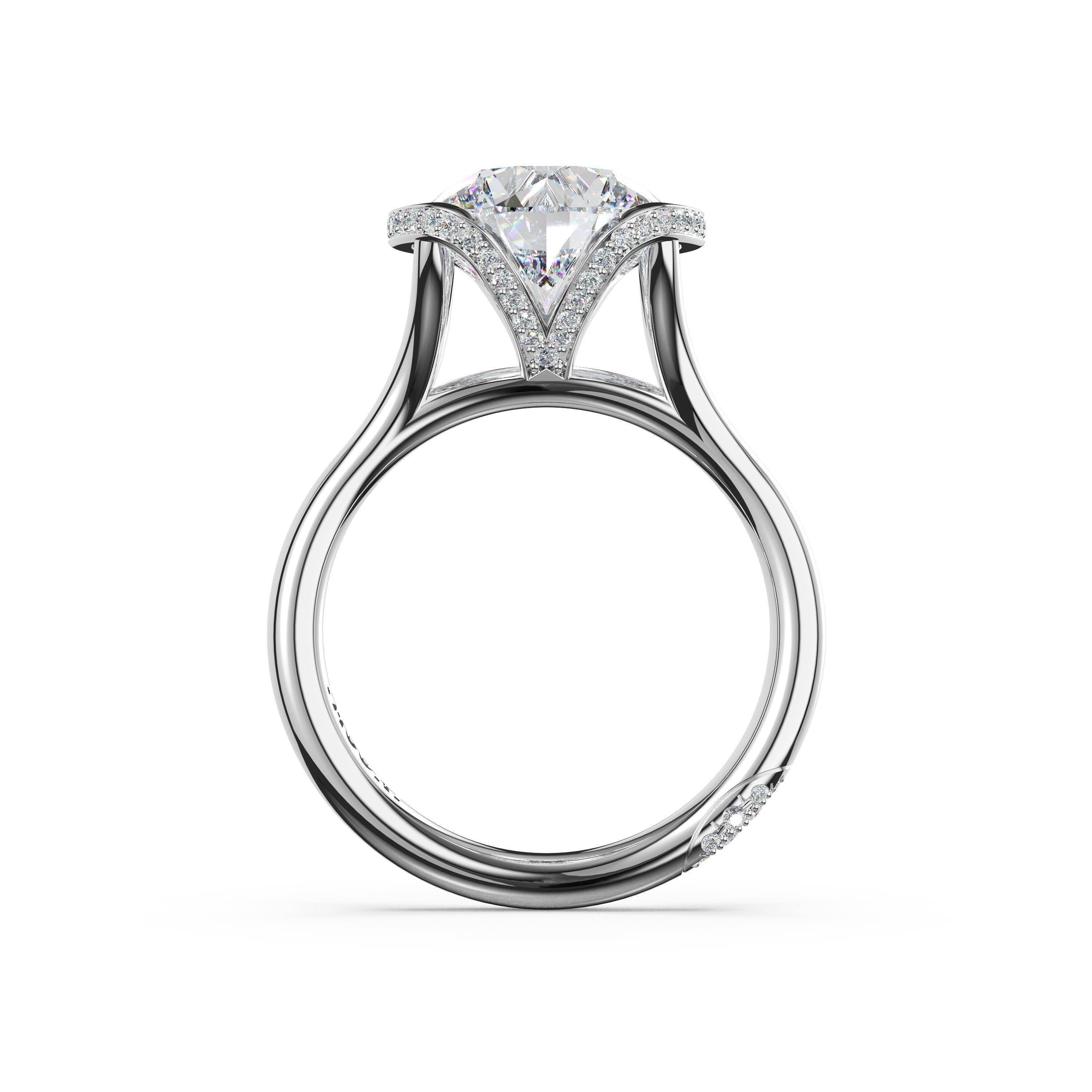 14KW Tacori Founder's Collection Semi Bezel Engagement Ring with 2.01ct Round Lab Grown Diamond