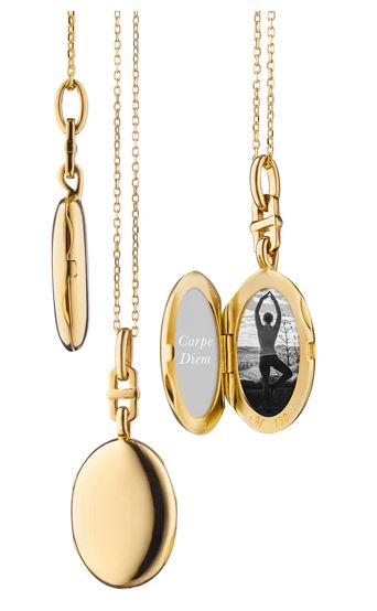 18KY Slim Oval "Eve" Gold Locket Necklace