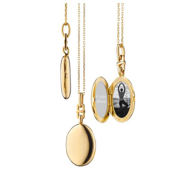18KY Slim Oval "Eve" Gold Locket Necklace