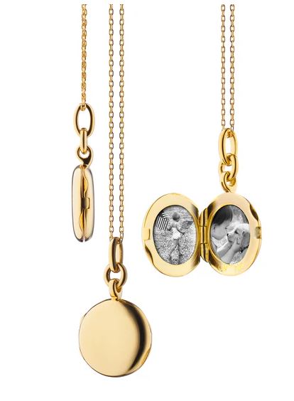 18KY Slim Round "Nan" Gold Locket Necklace