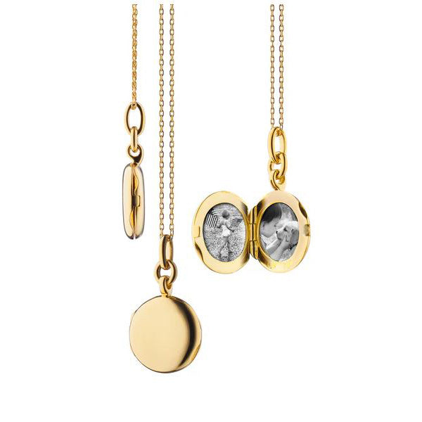 18KY Slim Round "Nan" Gold Locket Necklace