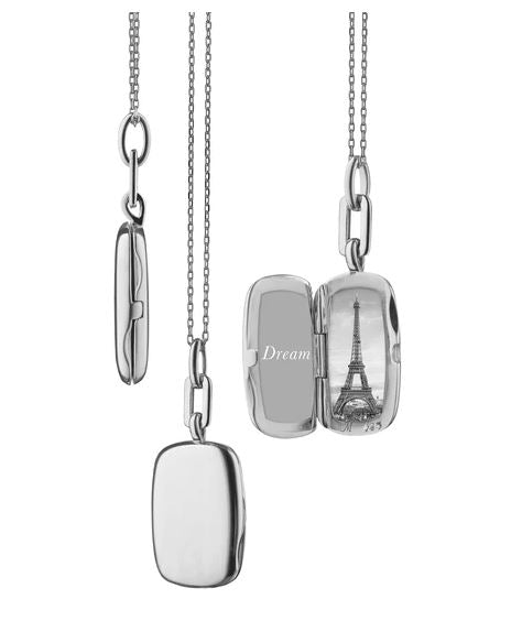 Sterling Silver Slim Rectangle "Dee" Locket Necklace