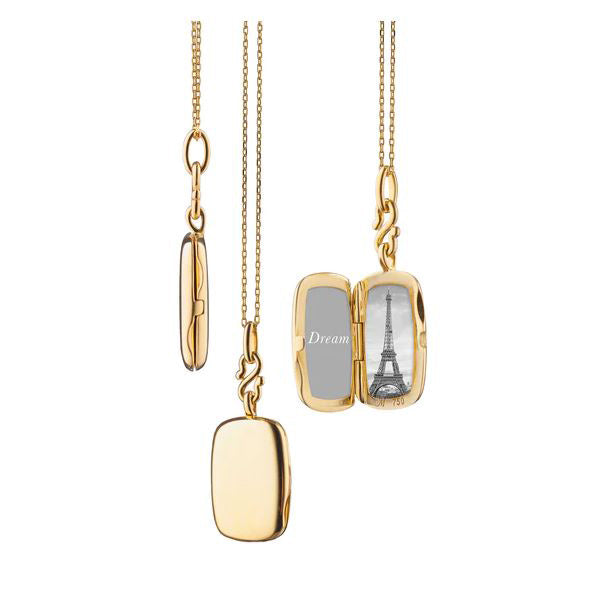 18KY Slim "Britt" Gold Locket Necklace