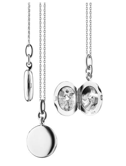 Sterling Silver Slim Round "Nan" Locket Necklace