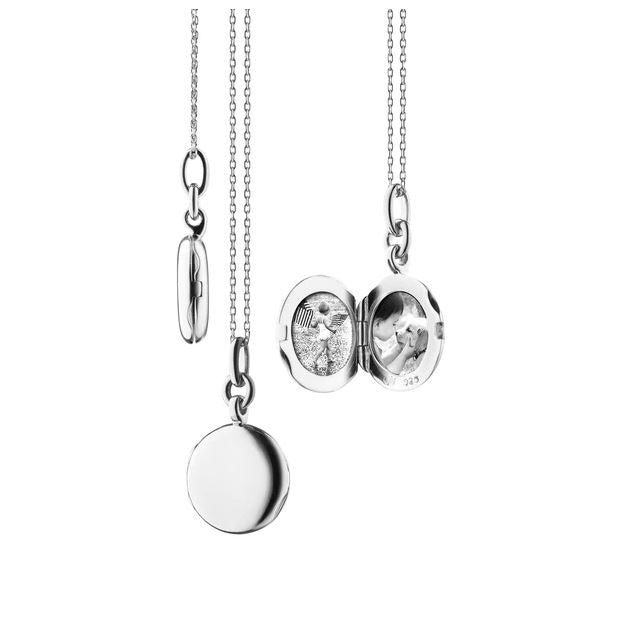 Sterling Silver Slim Round "Nan" Locket Necklace