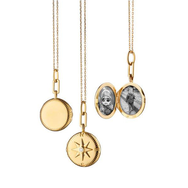18KY "Adventure" Compass Gold Locket Necklace