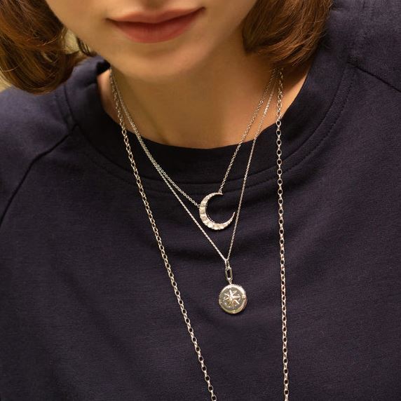 Sterling Silver "Adventure" CompaSS Locket Necklace With Sapphires