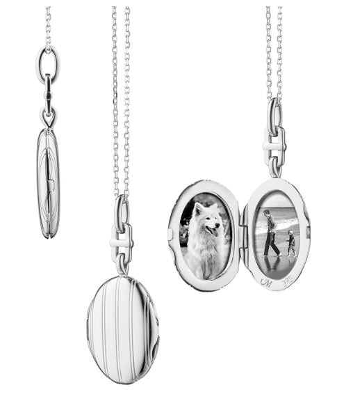 Sterling Silver Slim Pinstripe "Eve" Locket Necklace