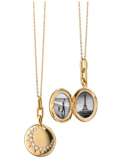 18KY "Sun" Gold Locket Necklace With Diamonds