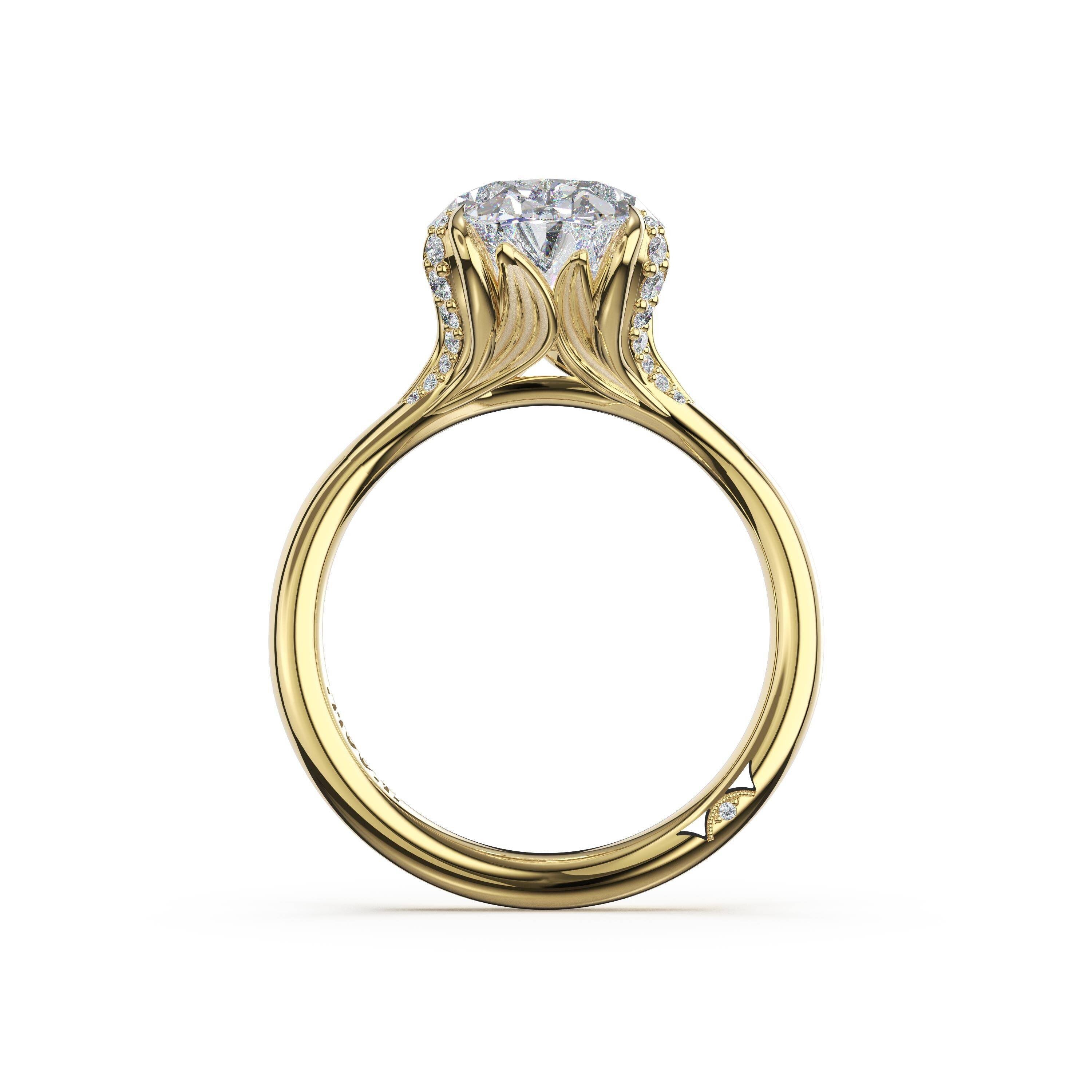 14KY Tacori Sculpted Crescent Petal Engagement Ring with 3.56ct Oval Lab Grown Diamond
