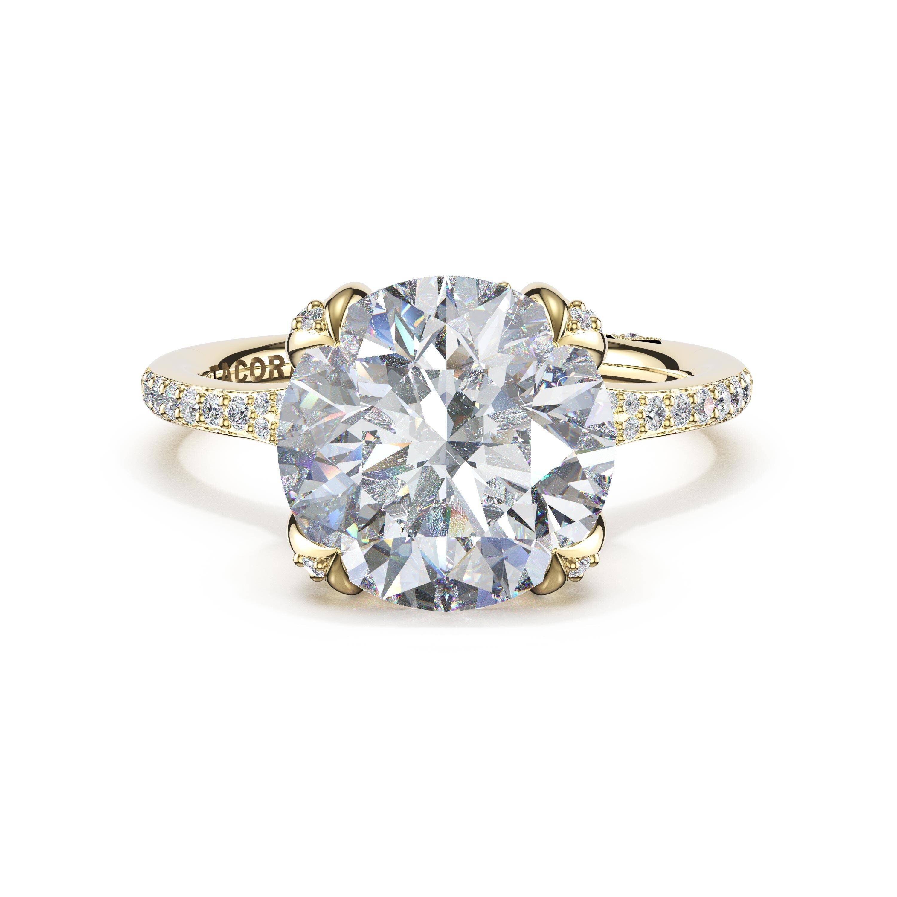 14KY Tacori Sculpted Crescent Engagement Ring with 2.01ct Round Lab Grown Diamond