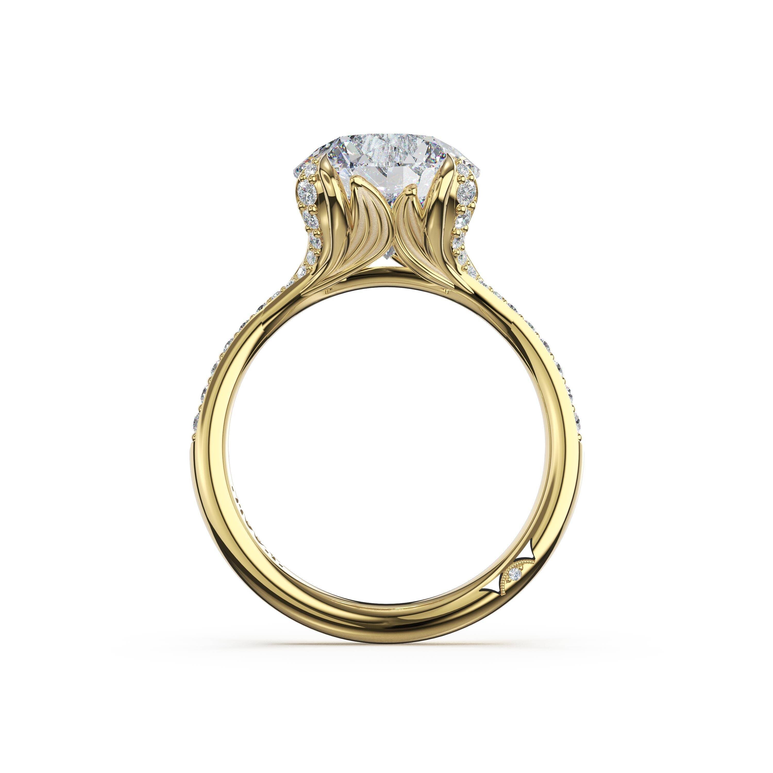 14KY Tacori Sculpted Crescent Engagement Ring with 2.01ct Round Lab Grown Diamond