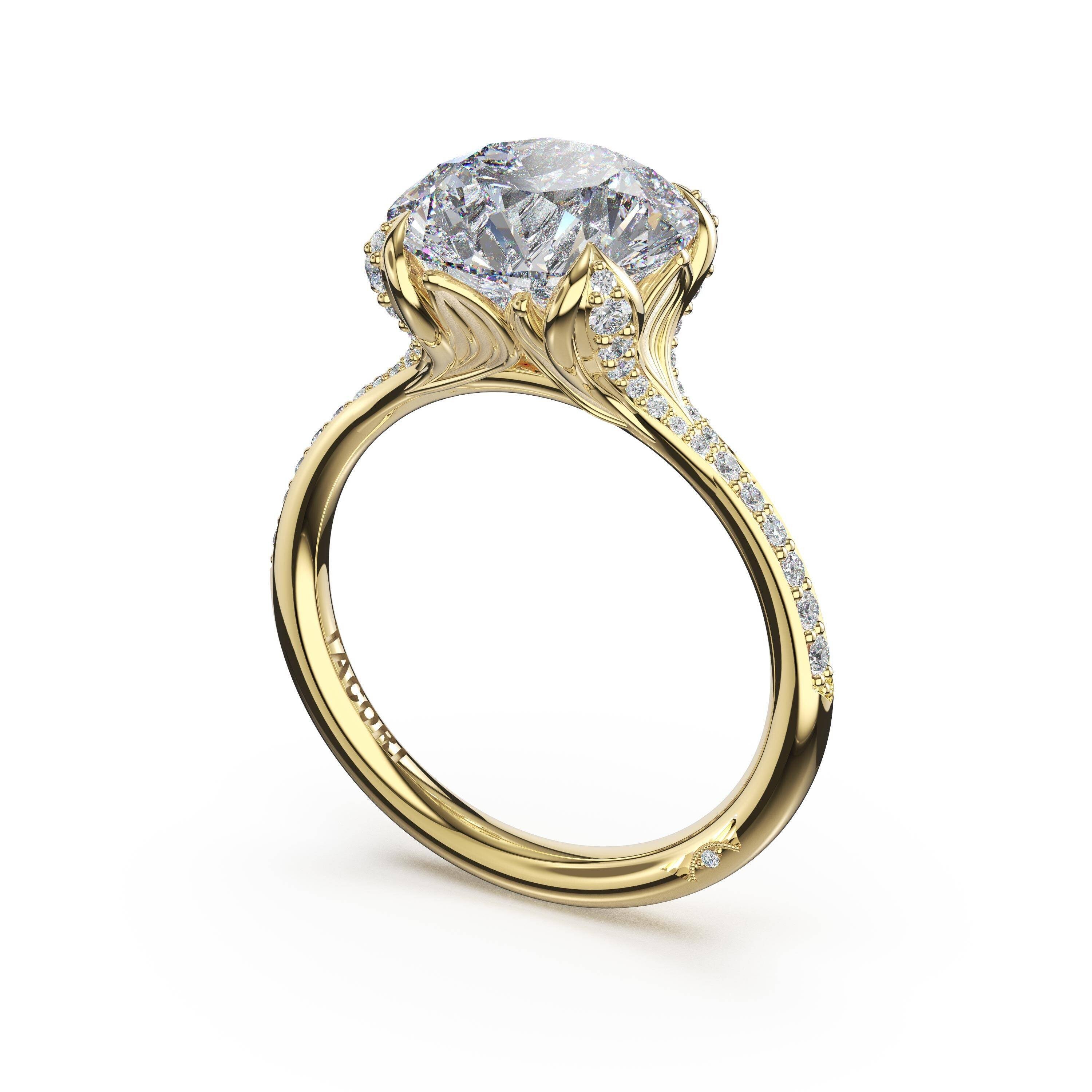 14KY Tacori Sculpted Crescent Engagement Ring with 2.01ct Round Lab Grown Diamond