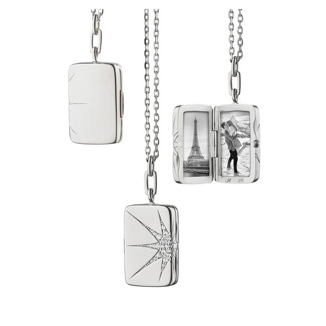 Sterling Silver Sun And Star Locket With Sapphires