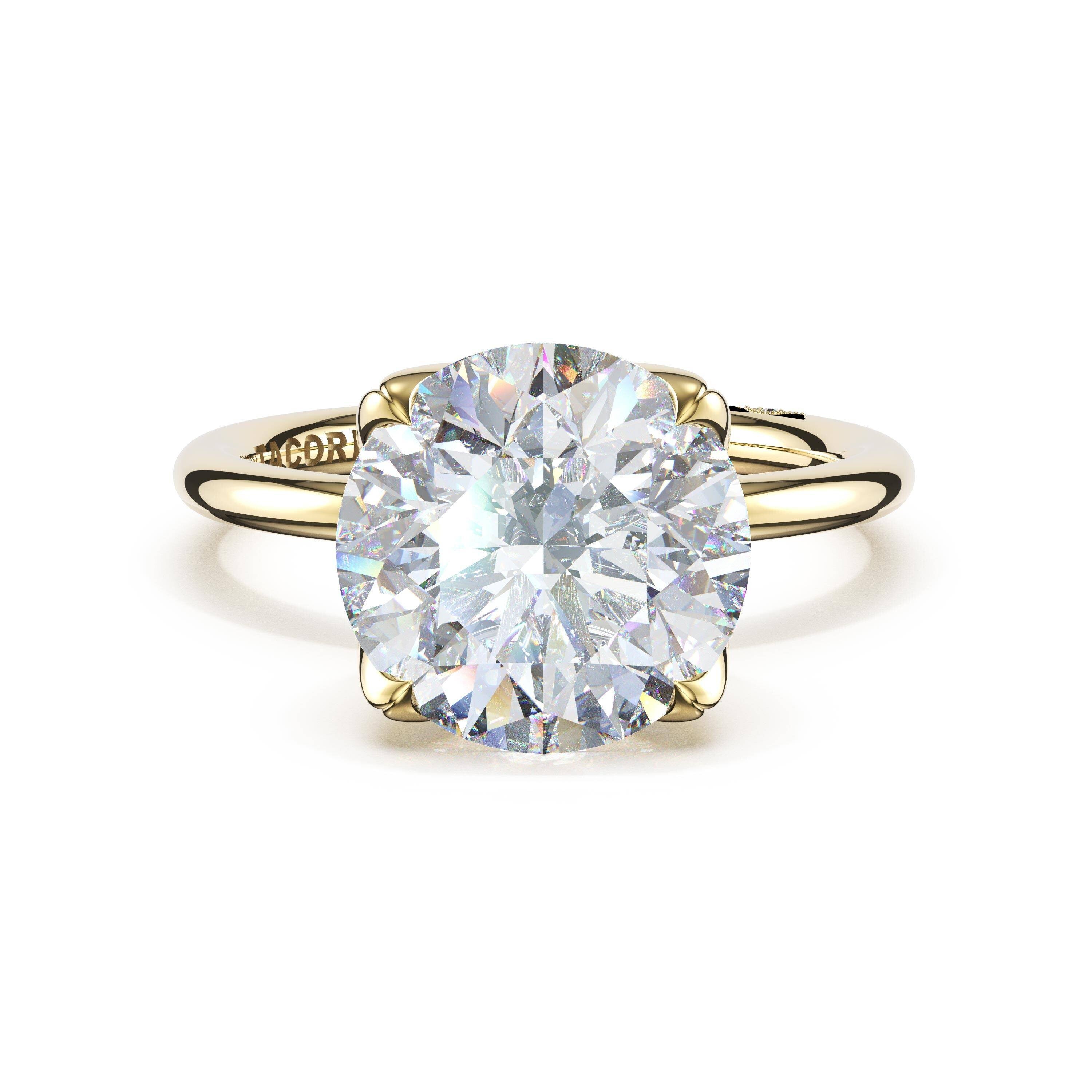 14KY Tacori Sculpted Crescent Engagement Ring with 2.52ct Round Lab Grown Diamond