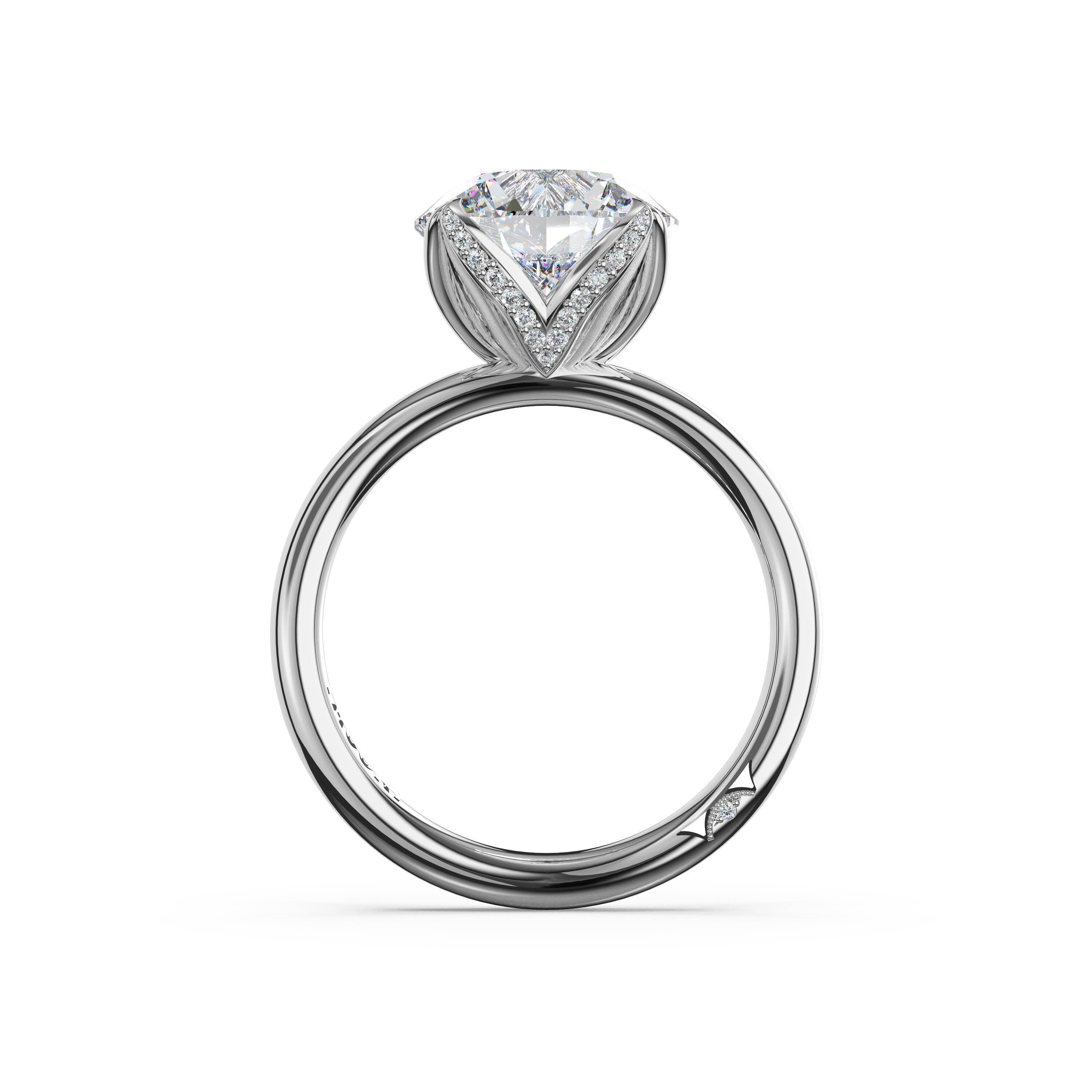 14KW Tacori Sculpted Crescent Engagement Ring with 2.01ct Round Lab Grown Diamond