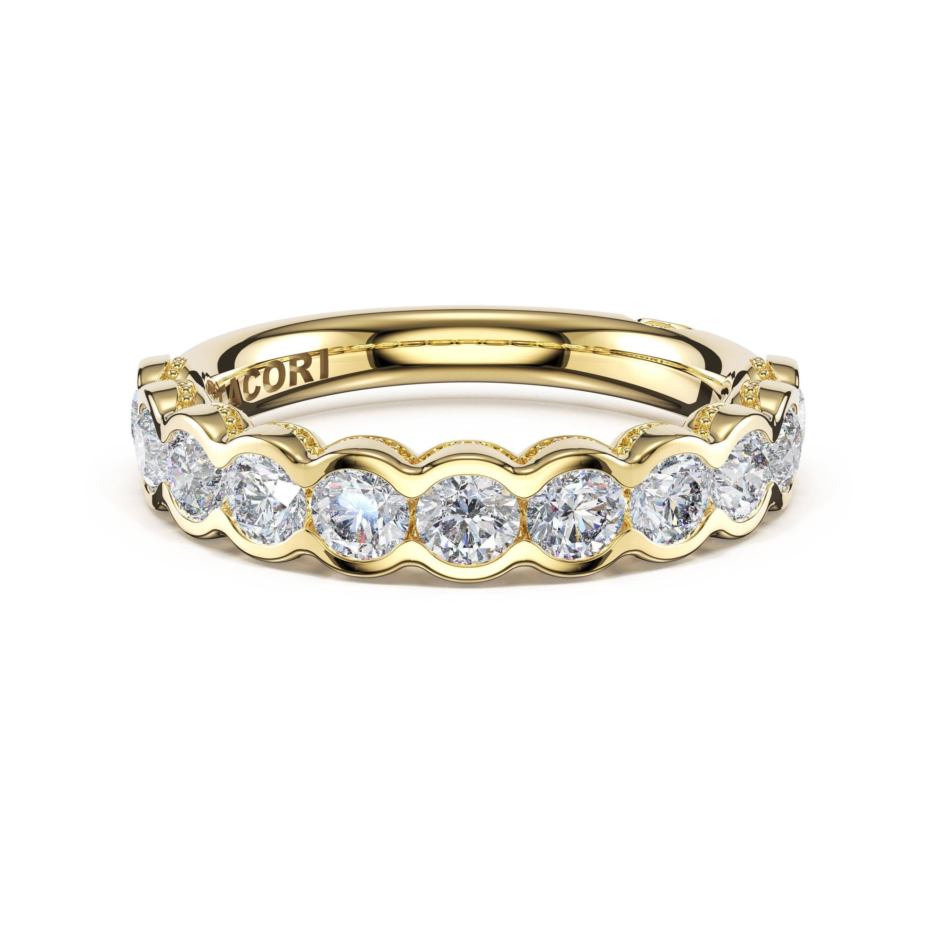 14KY Tacori Founder's Collection Round Semi-Bezel Wedding Band