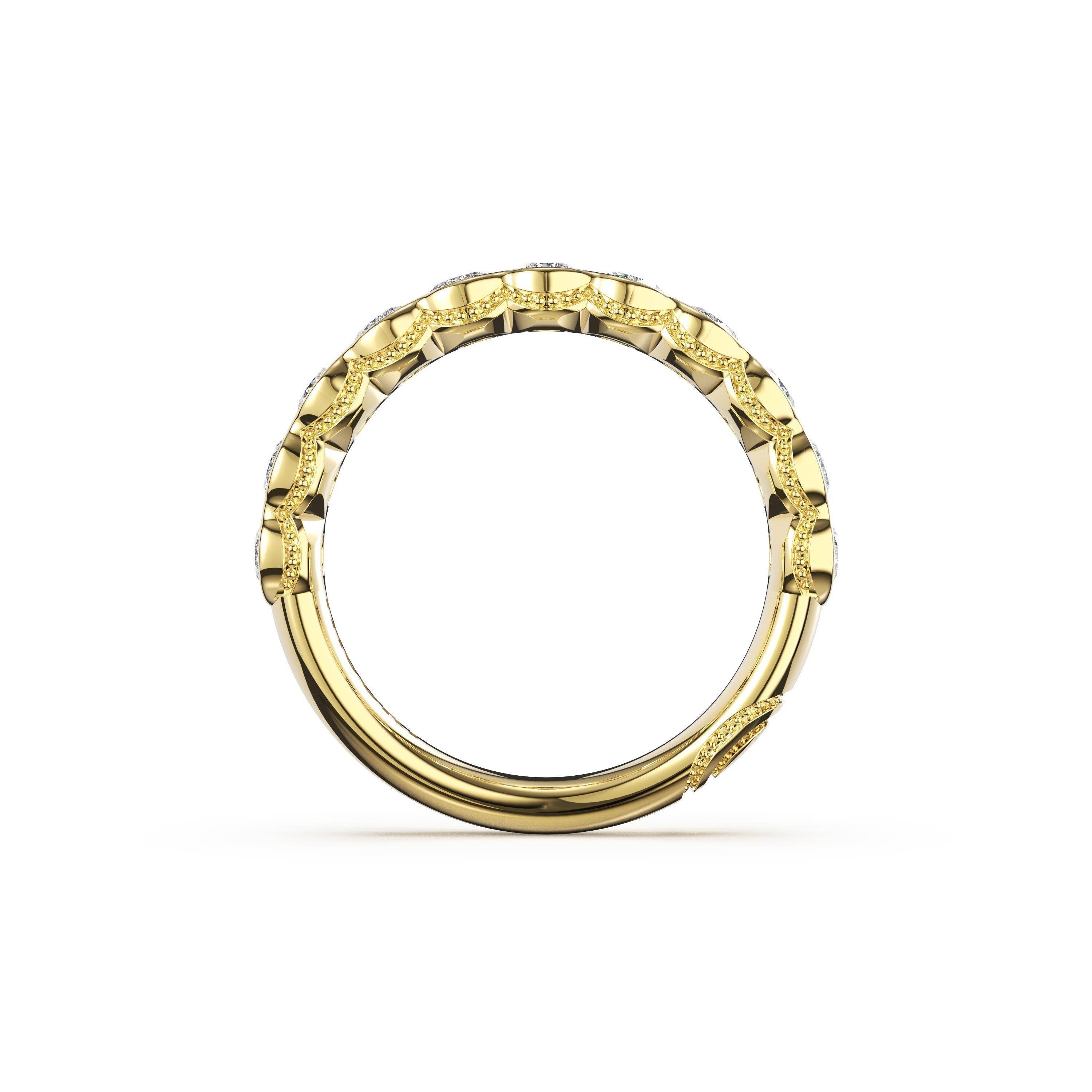 14KY Tacori Founder's Collection Round Semi-Bezel Wedding Band