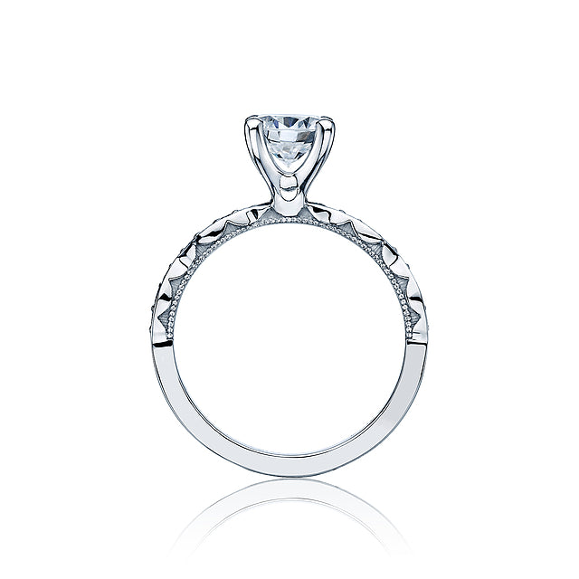 18KW Sculpted Crescent Round Solitaire Engagement Ring