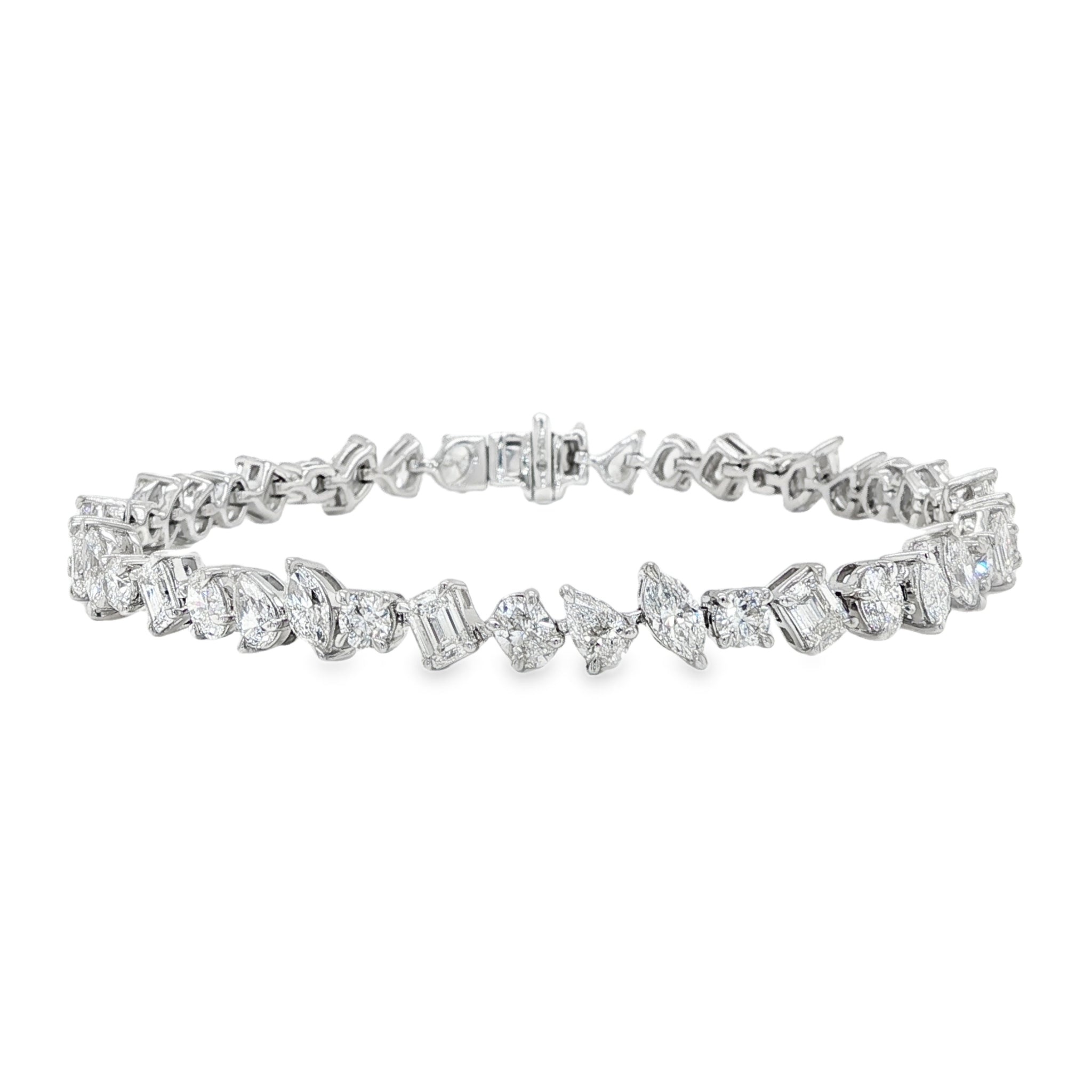 18KW MIXED SHAPE DIAMOND LINE BRACELET