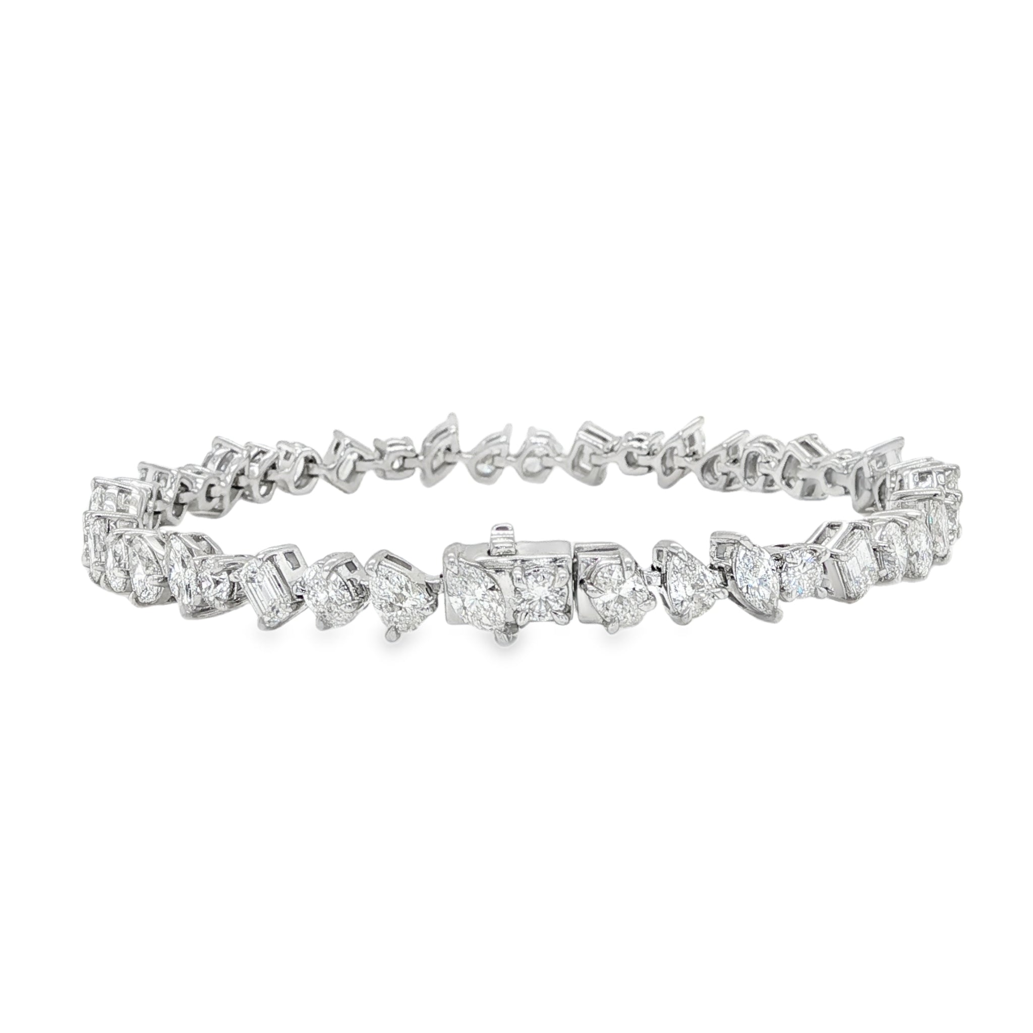 18KW MIXED SHAPE DIAMOND LINE BRACELET