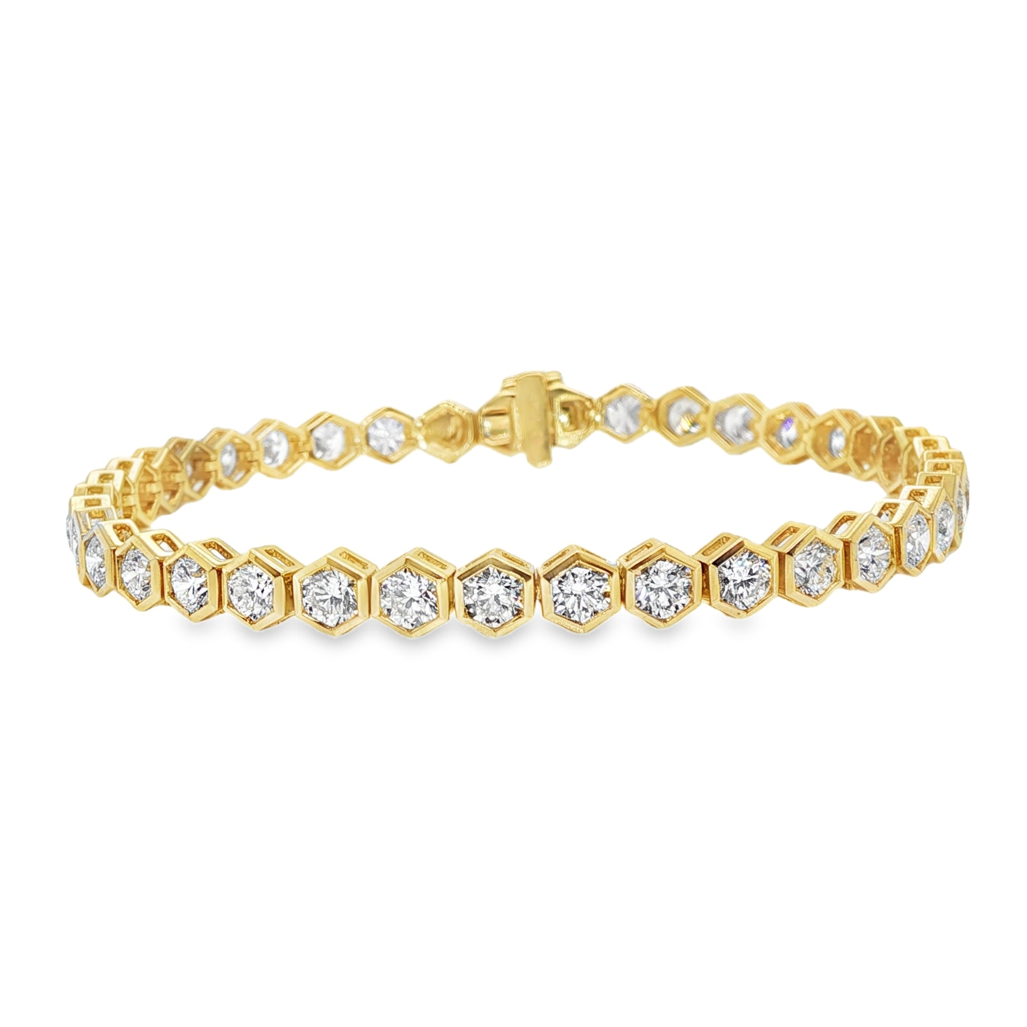 18KY HEXAGON DIAMOND LINE BRACELET