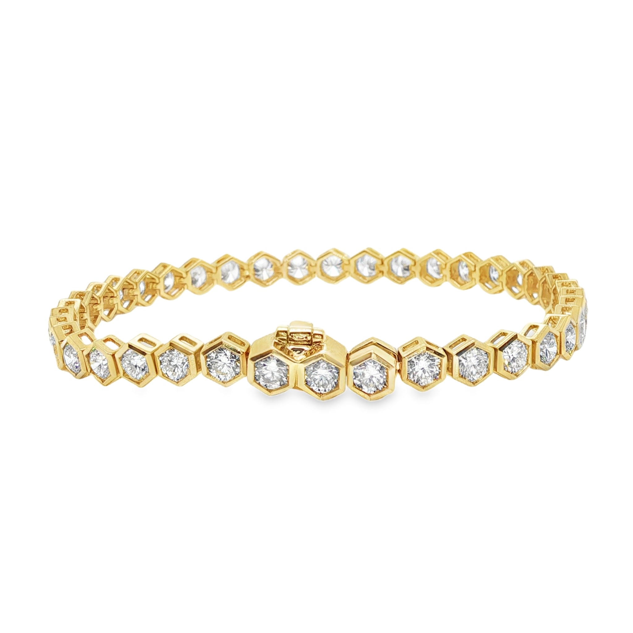18KY HEXAGON DIAMOND LINE BRACELET